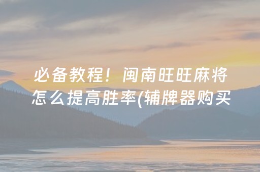 必备教程！闽南旺旺麻将怎么提高胜率(辅牌器购买)