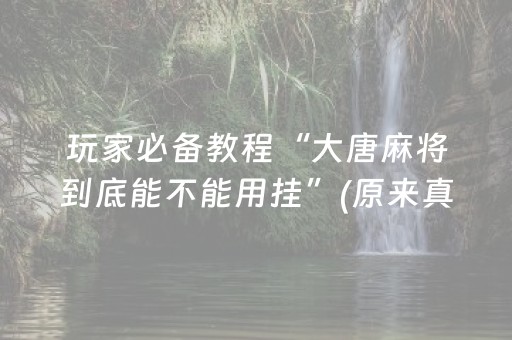 玩家必备教程“大唐麻将到底能不能用挂”(原来真的有挂)-抖音