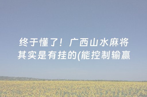 终于懂了！广西山水麻将其实是有挂的(能控制输赢吗)