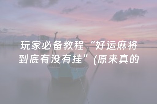 玩家必备教程“好运麻将到底有没有挂”(原来真的有挂)-抖音