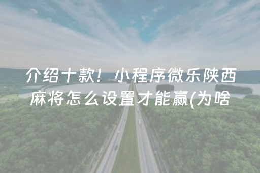 介绍十款！小程序微乐陕西麻将怎么设置才能赢(为啥我总是输)