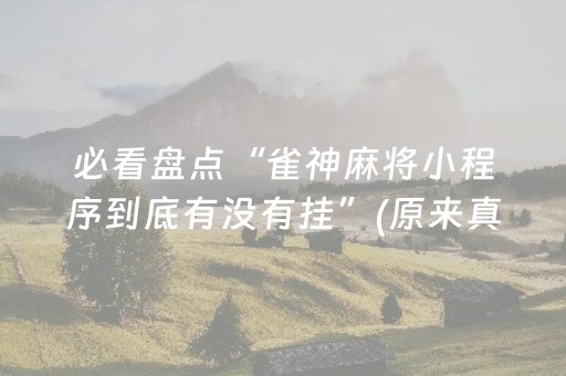 必看盘点“雀神麻将小程序到底有没有挂”(原来真的有挂)-抖音