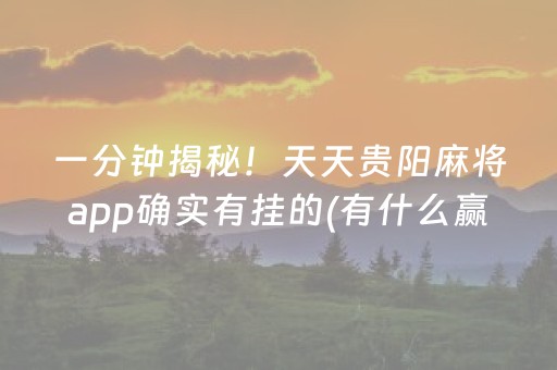 一分钟揭秘！天天贵阳麻将app确实有挂的(有什么赢的技巧)