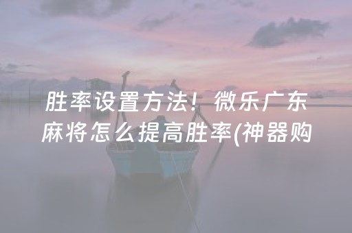 胜率设置方法！微乐广东麻将怎么提高胜率(神器购买好牌规律)