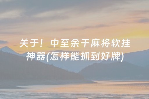 关于！中至余干麻将软挂神器(怎样能抓到好牌)