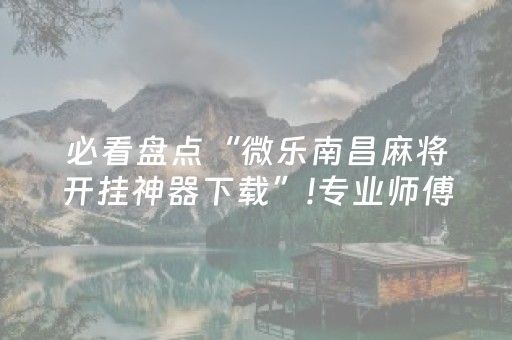 必看盘点“微乐南昌麻将开挂神器下载”!专业师傅带你一起了解（详细教程）-抖音