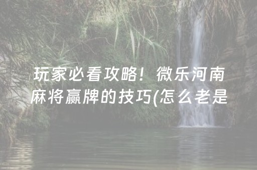 玩家必看攻略！微乐河南麻将赢牌的技巧(怎么老是输)