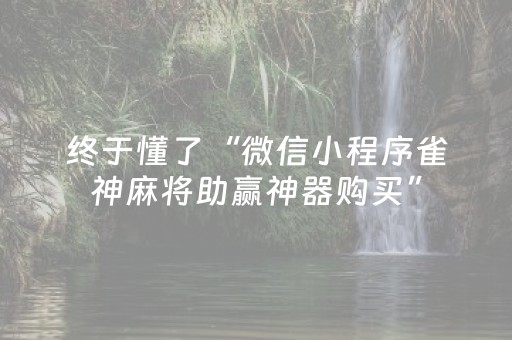 终于懂了“微信小程序雀神麻将助赢神器购买”（究竟是不是有挂)