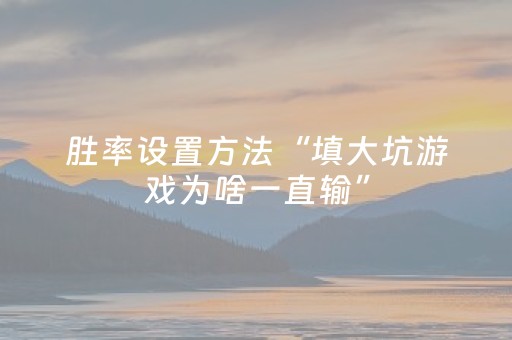 胜率设置方法“填大坑游戏为啥一直输”（做弊器软件下载)