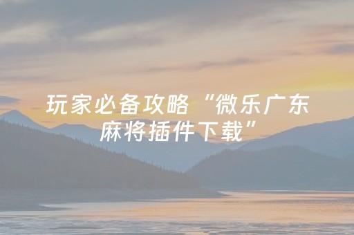 玩家必备攻略“微乐广东麻将插件下载”（如何让系统发好牌)