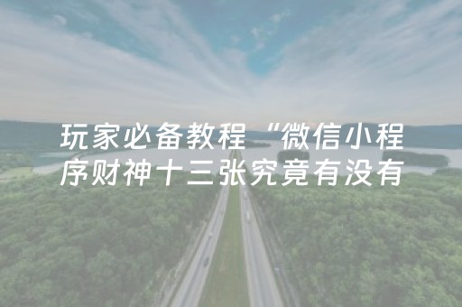 玩家必备教程“微信小程序财神十三张究竟有没有挂”（骗局大揭秘)