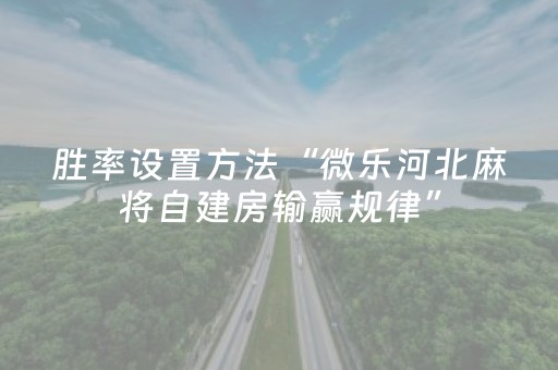 胜率设置方法“微乐河北麻将自建房输赢规律”（助攻神器)