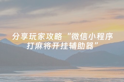 分享玩家攻略“微信小程序打麻将开挂辅助器”（辅助神器免费)