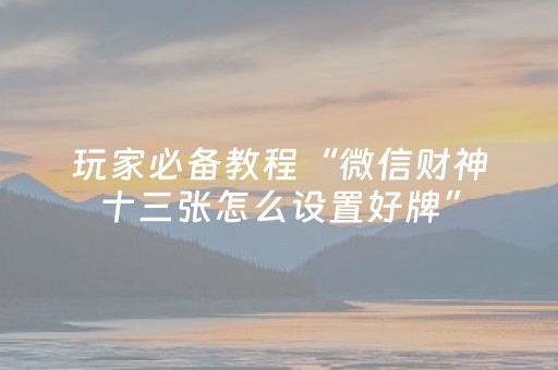 玩家必备教程“微信财神十三张怎么设置好牌”（怎么能让牌好一点)