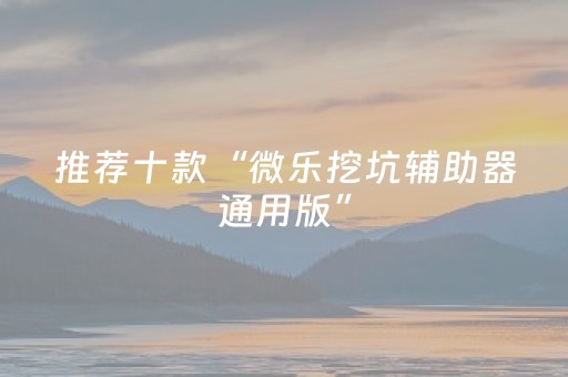 推荐十款“微乐挖坑辅助器通用版”（专用神器)