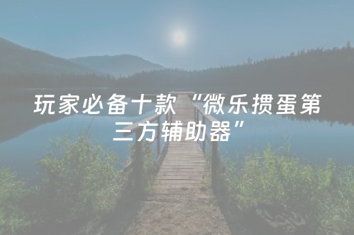 玩家必备十款“微乐掼蛋第三方辅助器”（AI辅助胡牌规则)