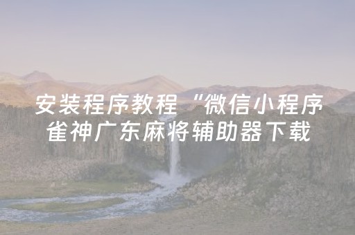 安装程序教程“微信小程序雀神广东麻将辅助器下载”（怎么能让牌好一点)