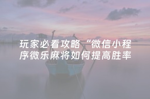 玩家必看攻略“微信小程序微乐麻将如何提高胜率”（万能开挂神器)