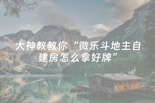 大神教教你“微乐斗地主自建房怎么拿好牌”（输赢跟id号有关系吗)