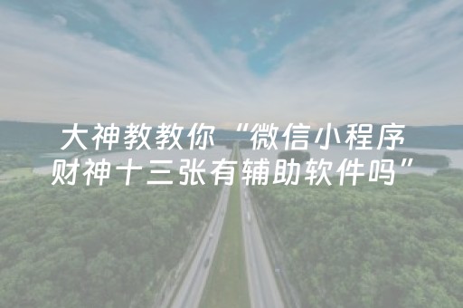 大神教教你“微信小程序财神十三张有辅助软件吗”（可以设置输赢吗)