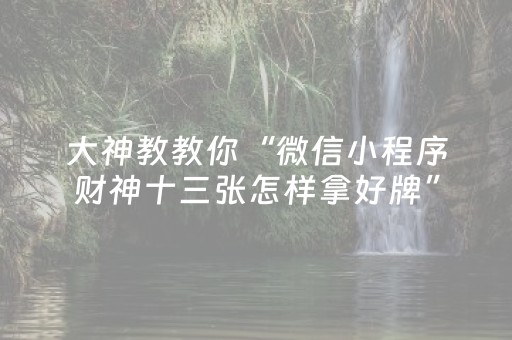 大神教教你“微信小程序财神十三张怎样拿好牌”（小程序必赢神器)