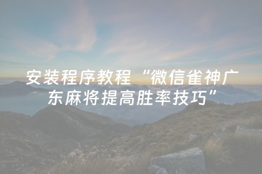 安装程序教程“微信雀神广东麻将提高胜率技巧”（怎么增加胜率)