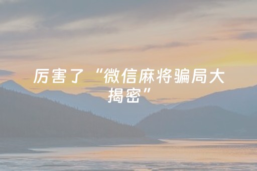 厉害了“微信麻将骗局大揭密”（怎么让系统给你发好牌)