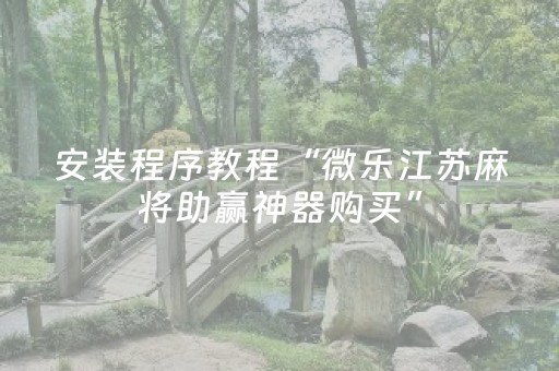 安装程序教程“微乐江苏麻将助赢神器购买”（通用挂软件多少钱)