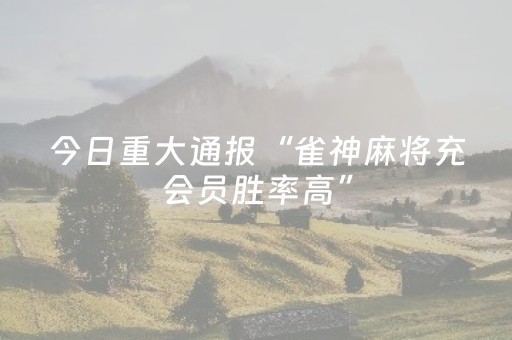 今日重大通报“雀神麻将充会员胜率高”（辅牌器插件购买)