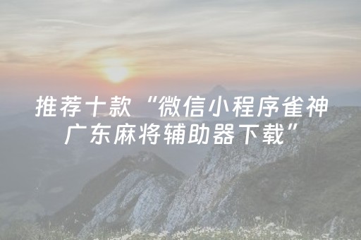 推荐十款“微信小程序雀神广东麻将辅助器下载”（小程序辅助软件)