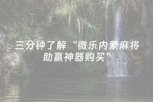 三分钟了解“微乐内蒙麻将助赢神器购买”（软挂神器)