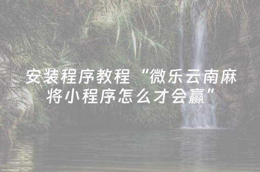 安装程序教程“微乐云南麻将小程序怎么才会赢”（开挂神器下载)