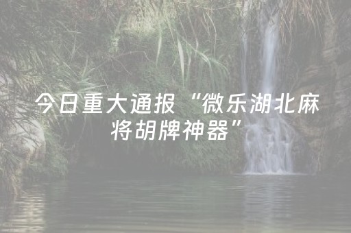 今日重大通报“微乐湖北麻将胡牌神器”（好友房怎么才能赢)