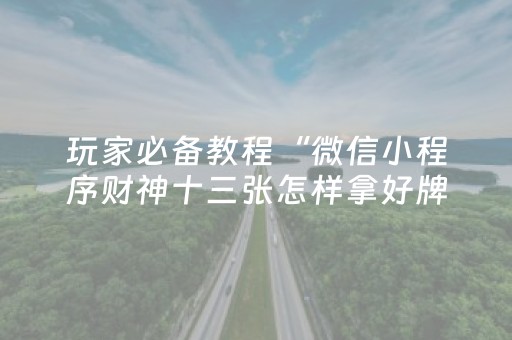 玩家必备教程“微信小程序财神十三张怎样拿好牌”（如何让系统发好牌)