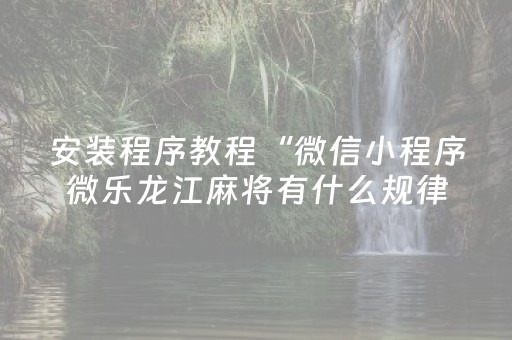 安装程序教程“微信小程序微乐龙江麻将有什么规律”（AI辅助胡牌规则)