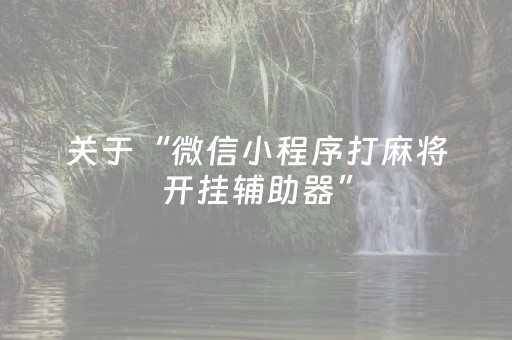 关于“微信小程序打麻将开挂辅助器”（可以设置输赢吗)