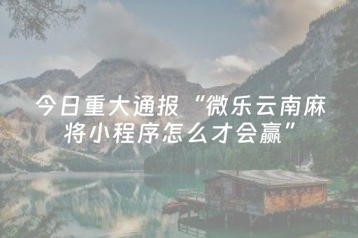 今日重大通报“微乐云南麻将小程序怎么才会赢”（骗局大揭秘)