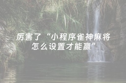 厉害了“小程序雀神麻将怎么设置才能赢”（怎么调胜率)