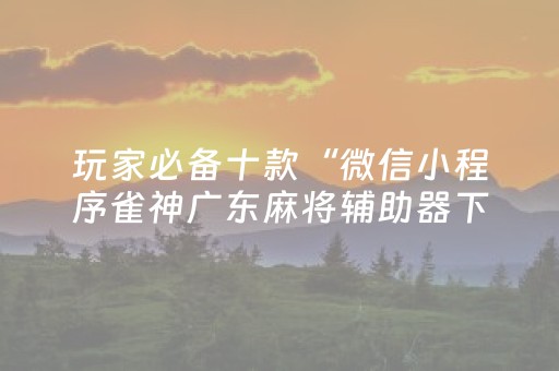 玩家必备十款“微信小程序雀神广东麻将辅助器下载”（怎么提高胜率)