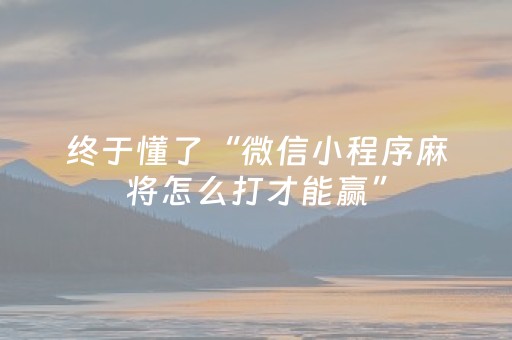 终于懂了“微信小程序麻将怎么打才能赢”（自建房胜负规律)