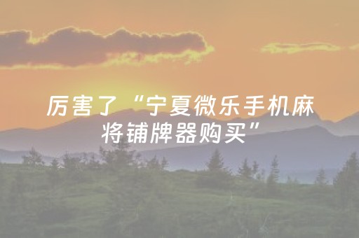 厉害了“宁夏微乐手机麻将铺牌器购买”（输赢跟id号有关系吗)