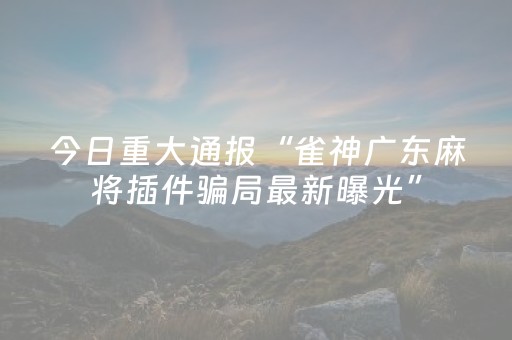 今日重大通报“雀神广东麻将插件骗局最新曝光”（充值会提高胜率么)