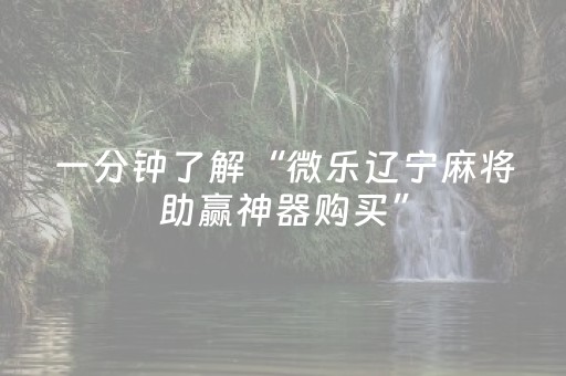 一分钟了解“微乐辽宁麻将助赢神器购买”（可以设置输赢吗)