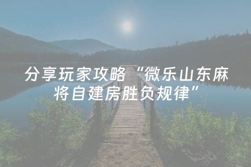 分享玩家攻略“微乐山东麻将自建房胜负规律”（是否能开挂)