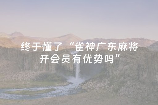 终于懂了“雀神广东麻将开会员有优势吗”（技巧和打好牌方法)