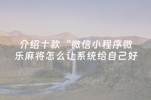 介绍十款“微信小程序微乐麻将怎么让系统给自己好牌”（外辅工具)