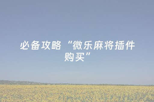 必备攻略“微乐麻将插件购买”（有什么诀窍)