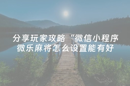 分享玩家攻略“微信小程序微乐麻将怎么设置能有好牌”（攻略插件)