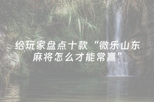 给玩家盘点十款“微乐山东麻将怎么才能常赢”（提高胜率技巧)