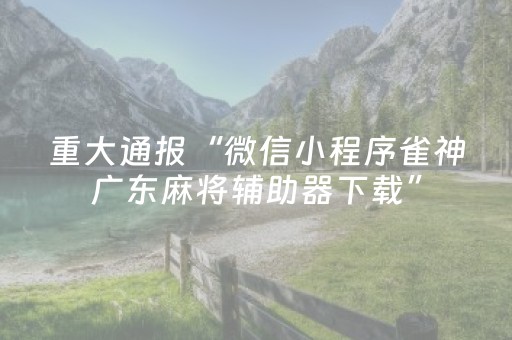 重大通报“微信小程序雀神广东麻将辅助器下载”（自建房胜负规律)